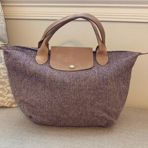 Elegant Longchamp medium Brown and Purple Women's Bag wool